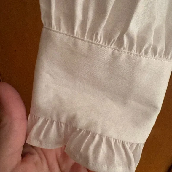 Boden White Ruffle-Trim Button Front Blouse - Picture 4 of 6